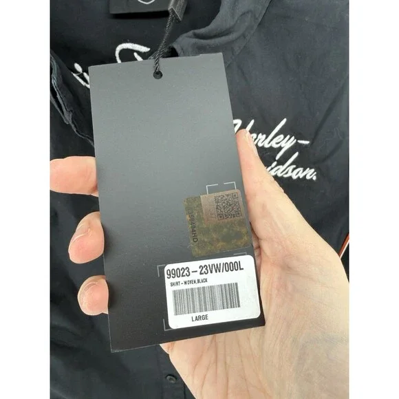 Harley Davidson Women's Short Sleeve Button Up Mechanic Style Shirt L 99023-23VW - Picture 3 of 13